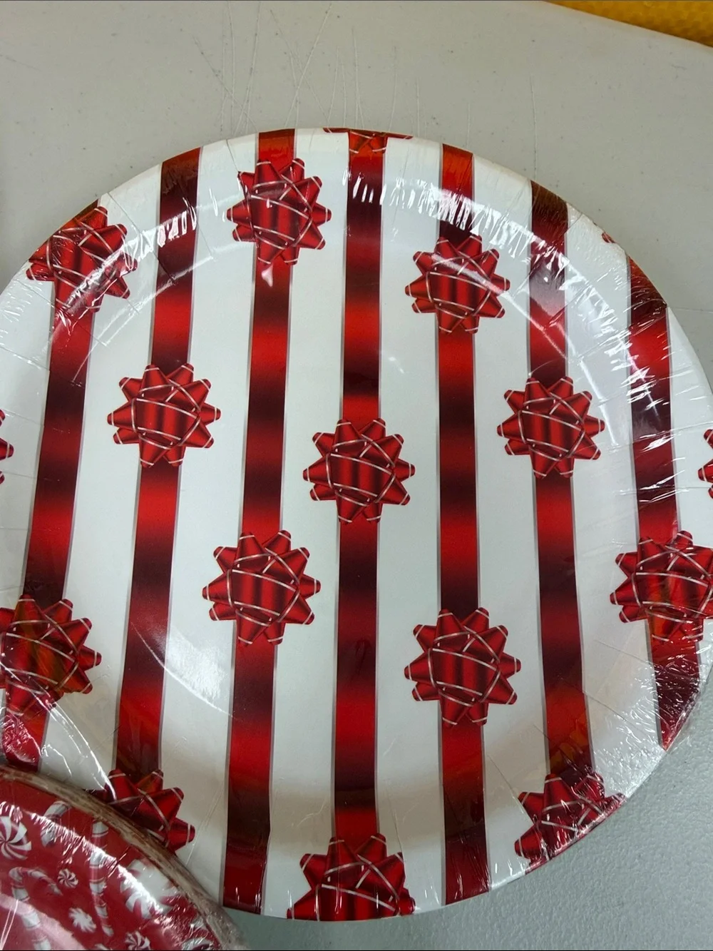 Festive Red Holiday Paper Plates & Napkins Party Set dinner & dessert rose